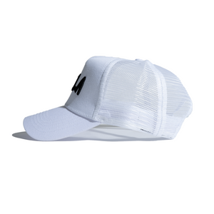 Black on White Mela Trucker Hat