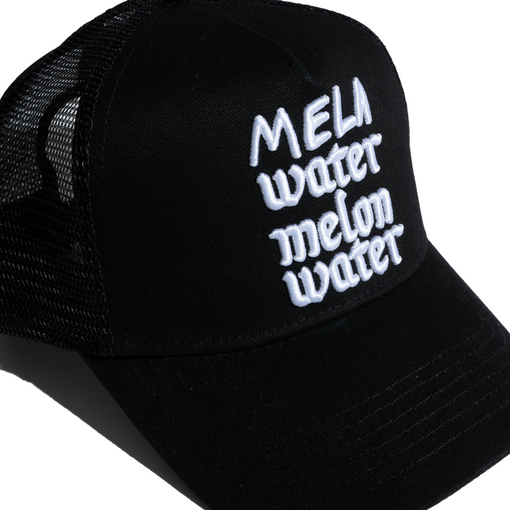 White on Black Mela Watermelon Water Trucker Hat