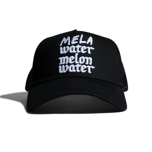 White on Black Mela Watermelon Water Trucker Hat
