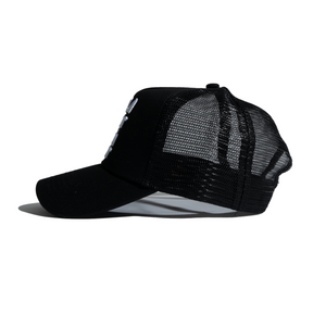 White on Black Mela Watermelon Water Trucker Hat