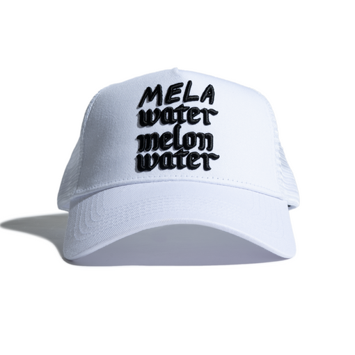 Black on White Mela Watermelon Water Trucker Hat