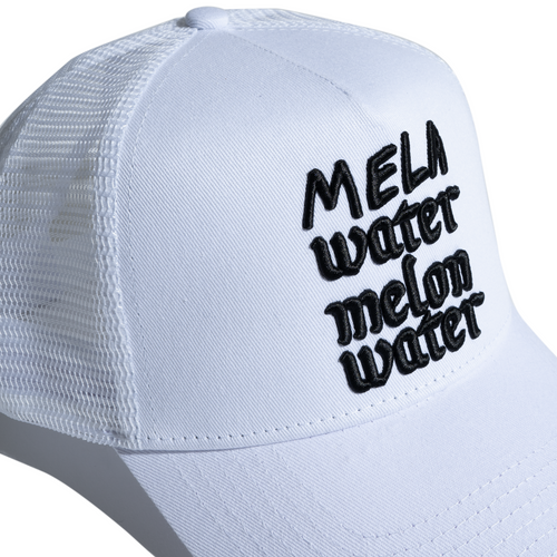 Black on White Mela Watermelon Water Trucker Hat